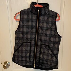 J. Crew Women’s Checkered Quilted Vest - Black and Gray